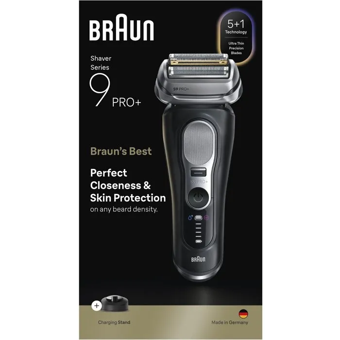 Braun Series 9 9610s Rasoir électrique Homme Noir - 5+1 éléments de rasage - Autonomie 60 min - Recharge secteur 240 V - Peaux sensibles