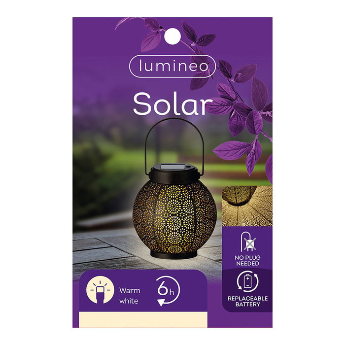 Lumineo Lampion Lumineo 897539 Solaire 16 cm Noir Métal