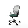 Chaise Jorquera Synchrone/Traslack tissu Vert foncé Maille Blanc Base en nylon noir Accoudoir 1D Sans appui-tête Roulettes 65mm nylon