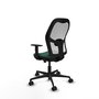Chaise Jorquera Synchrone/Traslack tissu Vert foncé Maille Blanc Base en nylon noir Accoudoir 1D Sans appui-tête Roulettes 65mm nylon