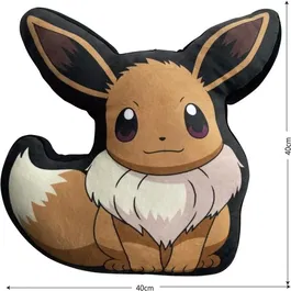 Pokemon - Coussin décoratif 3D en microfibre - Personnage Evoli - 40 cm - Idéal pour salon ou chambre