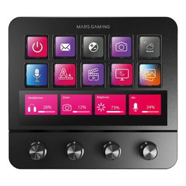 Mars Gaming MSDPRO Control Deck Professionnel avec 10 Touches LCD, 4 Molettes Multifonction et Hub USB