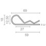 Edm Pasador PS14 forme R, 3 mm, galvanisé, blister de 2 unités
