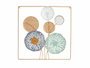 Giftdecor Mural Cadre Carré Fleurs et Miroir Métal Verre 45x45x2 cm (Set de 4)