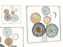 Giftdecor Mural Cadre Carré Fleurs et Miroir Métal Verre 45x45x2 cm (Set de 4)