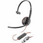 Poly Blackwire 3210 Casque Monaural USB-C avec Adaptateur USB-C/A Noir