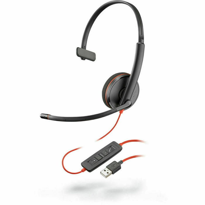 Poly Blackwire 3210 Casque Monaural USB-C avec Adaptateur USB-C/A Noir