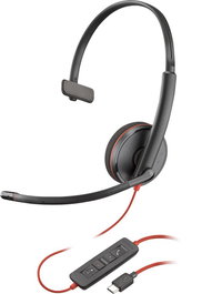 HP Blackwire 3210 Casque Monaural USB-C avec Adaptateur USB-C/A, Design Ergonomique et Micro Flexible pour Entreprise