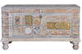GINER Y COLOMER Coffre en bois massif de manguier couleur blanc vieilli avec détails en bronze - Dimensions 100x40x57 cm