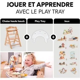 Hauck Chaise haute évolutive ALPHA+, bois naturel, pour enfant de 6 mois à 90 kg, réglable avec harnais 5 points et repose-pieds
