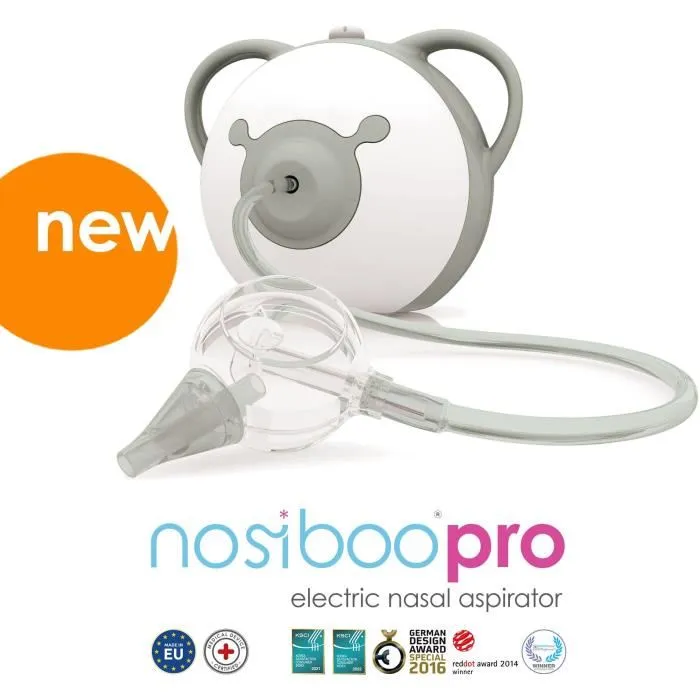 Nosiboo Pro - Mouche-bébé électrique pour dégager le nez, conception adaptée aux enfants - Gris