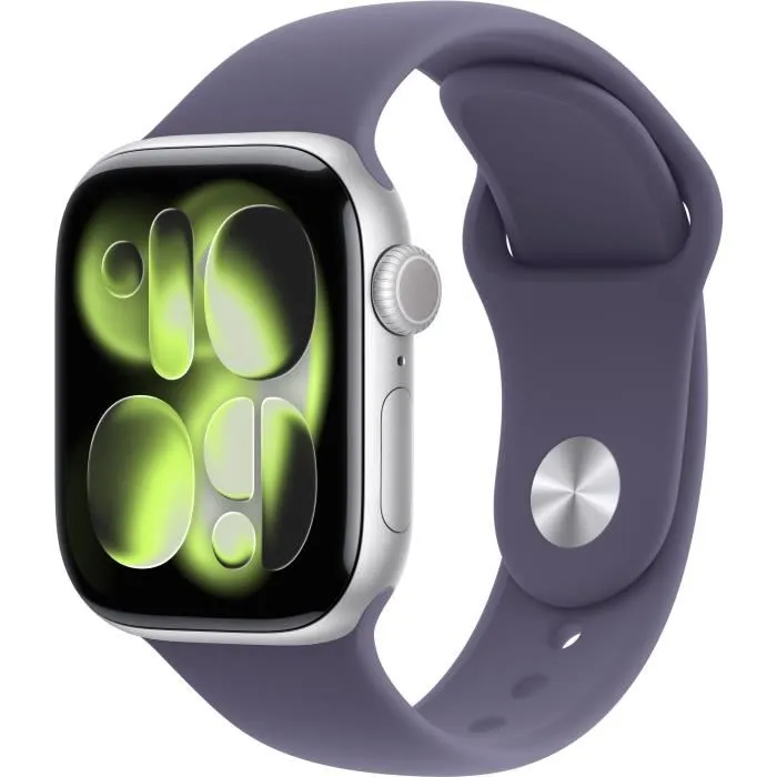 Apple Watch Series 11 GPS + Cellular, Boîtier Aluminium Argent 42mm, Bracelet Sport Purple Fog (Taille M/L) Apple Watch Series 11 GPS + Cellular, Boîtier Aluminium Argent 42mm, Bracelet Sport Purple Fog (Taille M/L)