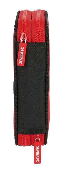 Safta Plumier double poche 28 pièces Sevilla FC rouge et noir 12.5x19.5x4cm en polyester 600D