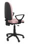 Chaise de bureau Aýna avec mécanisme Contact permanent de base, rembourrée de tissu rose pâle. Équipée d'une base en polyamide noir, d'accoudoirs fixes et de roulettes en nylon de 50 mm.