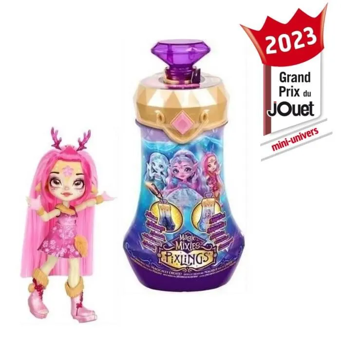Moose Toys Magic Mixies Pixlings - Poupée Pixling Biche Deluxe avec Potion Magique et Accessoires - Collection Shimmerverse - Jeu de Figurine Enchantée