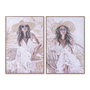 Home ESPRIT Toile Chapeau Boho Blanc Beige (2 Unités)