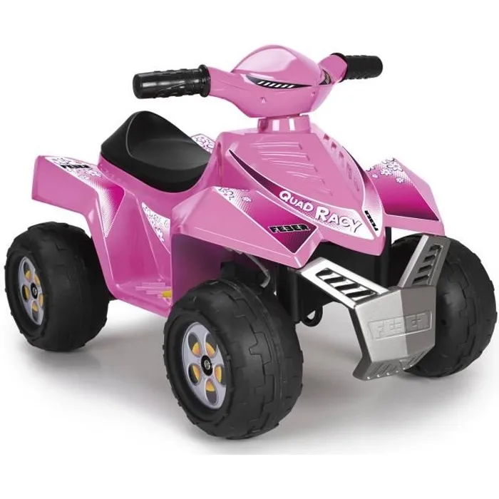 Feber - Quad Électrique pour Enfant 6V Racy Rose - Véhicule à Pédale 2 km/h, à Partir de 18 Mois - Avec Batterie et Chargeur
