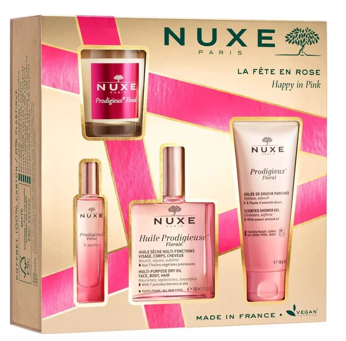 Nuxe Coffret Prodigieux Floral avec Huile, Gel Douche, Parfum et Bougie Nuxe Coffret Prodigieux Floral avec Huile, Gel Douche, Parfum et Bougie