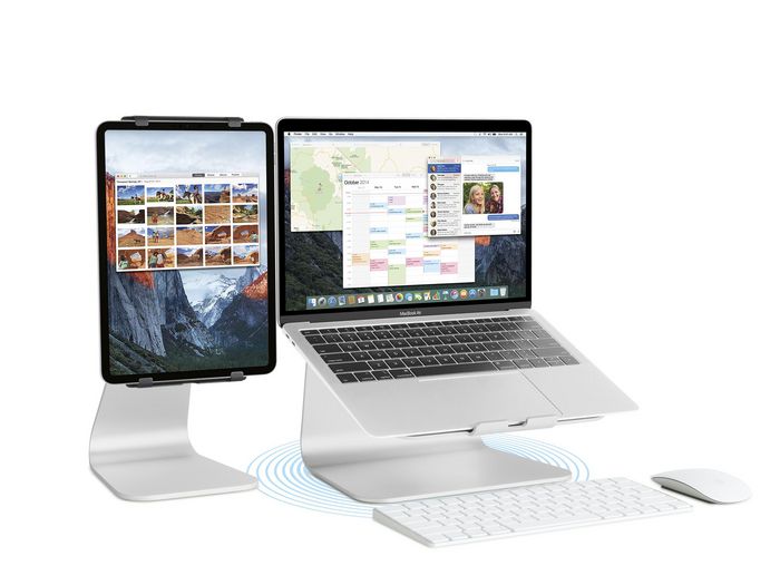 Rain Design mStand 360 Support Pivotant pour Ordinateur Portable en Aluminium Anodisé Argent - Compatible Macbook et PC