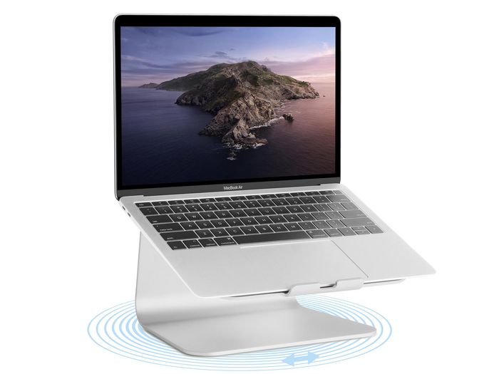 Rain Design mStand 360 Support Pivotant pour Ordinateur Portable en Aluminium Anodisé Argent - Compatible Macbook et PC