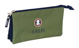 Safta Portatodo Triple El Pulpo - Organisateur de bureau 3 compartiments vert 22x12x3 cm pour enfants à partir de 3 ans