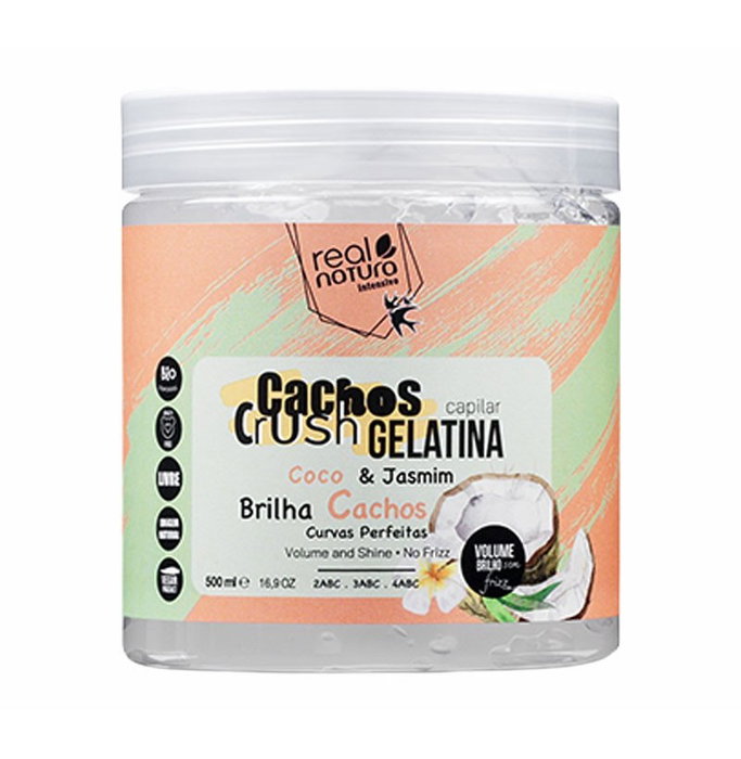 Real Natura Gelatina Capilar Cachos Crush Coco & Jasmin 500ml Real Natura Gelatina Capilar Cachos Crush Coco & Jasmin 500ml