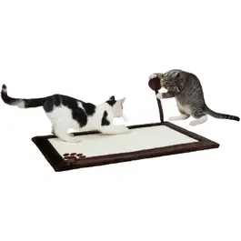 Trixie Tapis Griffoir pour Chats en Sisal et Peluche 70x45 cm avec Jouet à Ressort Antidérapant