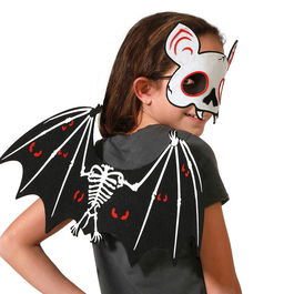 Déguisement enfant vampire avec masque et ailes de squelette - Accessoire pour Halloween, fêtes et école