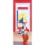 Roba - Théâtre de marionnettes de porte à suspendre, décor cirque en tissu, rouge et jaune