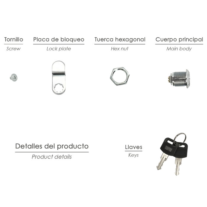 SATURNIA Serrure de remplacement pour boîte aux lettres 16 mm
