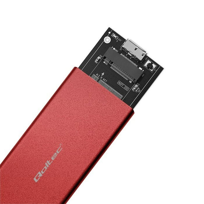 QOLTEC Boîtier pour disques M.2 SATA USB 3.0 en aluminium rouge