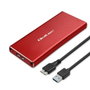 QOLTEC Boîtier pour disques M.2 SATA USB 3.0 en aluminium rouge