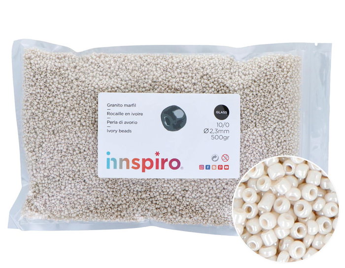 Innspiro Perles de Rocaille en Verre Ivoire Grisâtre 2,3 mm 500g Innspiro Perles de Rocaille en Verre Ivoire Grisâtre 2,3 mm 500g