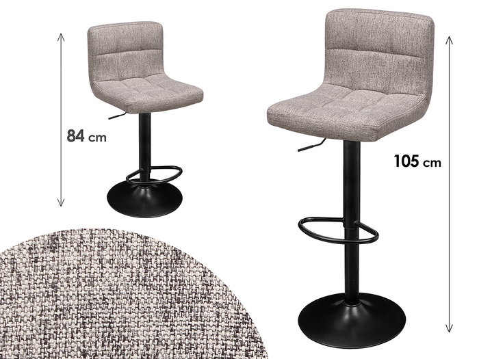 GIFTDECOR Lot de 2 tabourets rembourrés avec dossier gris foncé GIFTDECOR Lot de 2 tabourets rembourrés avec dossier gris foncé