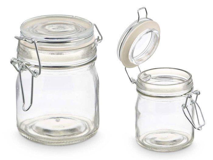 Vivalto Pot en Verre Hermétique - 150 ml - Transparent - 9x9.5x6.5 cm (Set de 24) Vivalto Pot en Verre Hermétique - 150 ml - Transparent - 9x9.5x6.5 cm (Set de 24)