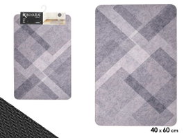 Kinvara Tapis de Cuisine Gris Motif Losange 40x60 cm Antidérapant Polyester (Set de 24)