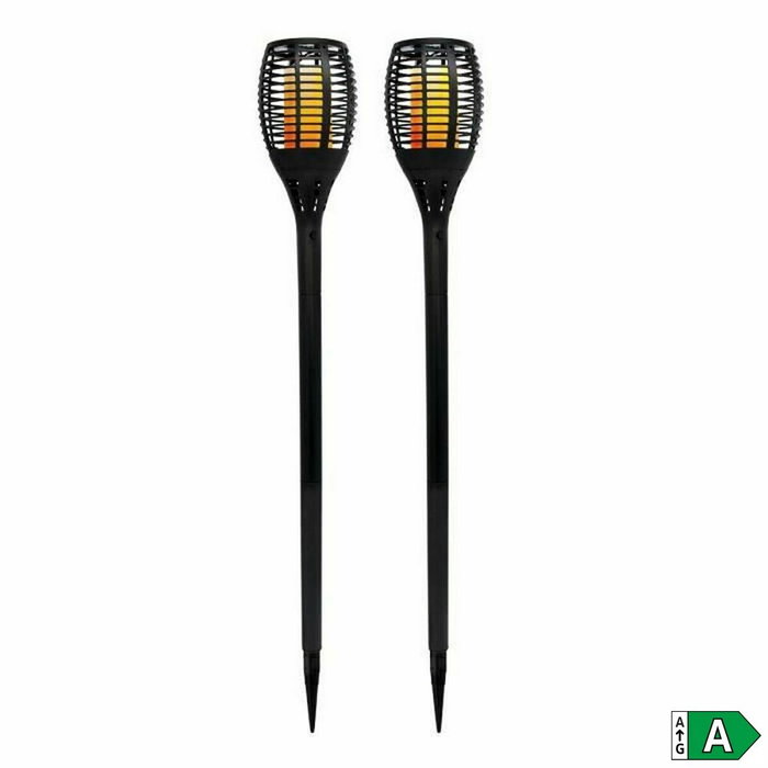 Lumi Jardin Maity Sun Mini Lot de 2 Torches Solaires Noir 70 cm Blanc Chaud