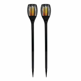 Lumi Jardin Maity Sun Mini Lot de 2 Torches Solaires Noir 70 cm Blanc Chaud
