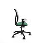 Chaise Motilla Synchro 3 positions tissu Vert émeraude Maille Blanc Base pyramidale noire Accoudoir 3D Sans appui-tête Roulettes 65mm pour moquette