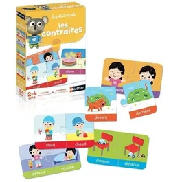 Nathan La Petite Ecole - Les Contraires - Jeu éducatif sur les opposés pour enfants dès 2 ans - Jeu d'association à jouer seul ou à plusieurs
