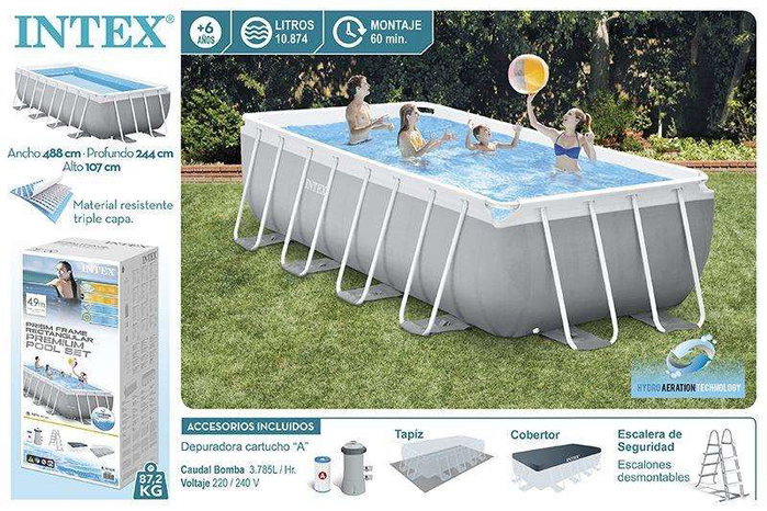 Intex Piscine rectangulaire Prism Frame avec filtre et échelle (3785L) Intex Piscine rectangulaire Prism Frame avec filtre et échelle (3785L)