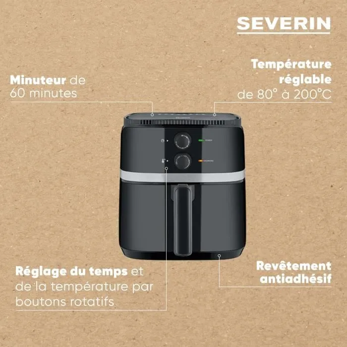 SEVERIN Friteuse sans huile FR2452 - 5L, 1500W, 8 programmes de cuisson SEVERIN Friteuse sans huile FR2452 - 5L, 1500W, 8 programmes de cuisson