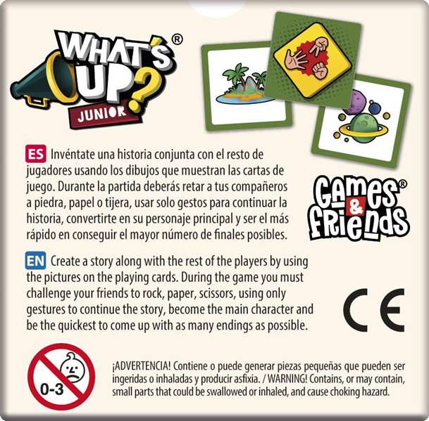 Cayro - Jeu What's Up? Junior - Version Espagnol et Anglais - À partir de 6 ans - 25 cartes - Dimensions: 7x7x1,7 cm - Jeu de société Cayro - Jeu What's Up? Junior - Version Espagnol et Anglais - À partir de 6 ans - 25 cartes - Dimensions: 7x7x1,7 cm - Jeu de société