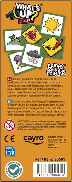 Cayro - Jeu What's Up? Junior - Version Espagnol et Anglais - À partir de 6 ans - 25 cartes - Dimensions: 7x7x1,7 cm - Jeu de société Cayro - Jeu What's Up? Junior - Version Espagnol et Anglais - À partir de 6 ans - 25 cartes - Dimensions: 7x7x1,7 cm - Jeu de société