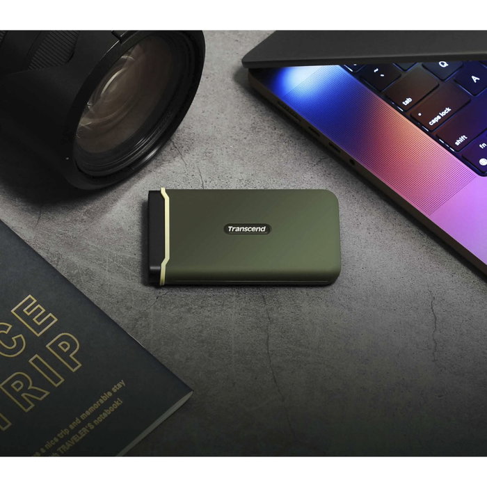 Transcend SSD ESD380C 1 TB USB-C USB 3.2 Gen 2x2 Vert militaire Transcend SSD ESD380C 1 TB USB-C USB 3.2 Gen 2x2 Vert militaire