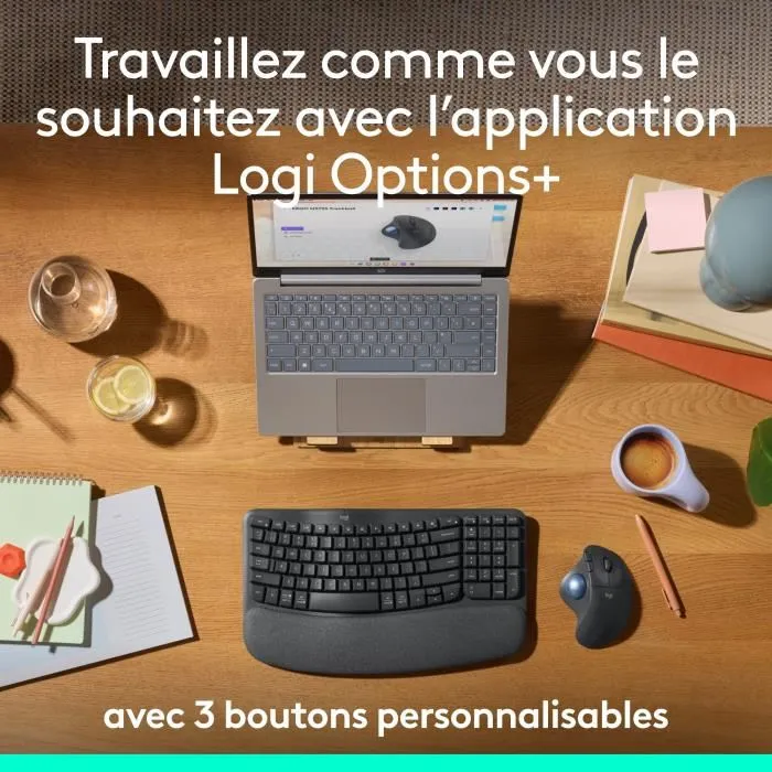 Logitech ERGO M575S Souris ergonomique sans fil vertical Graphite, précision optique, connexion USB