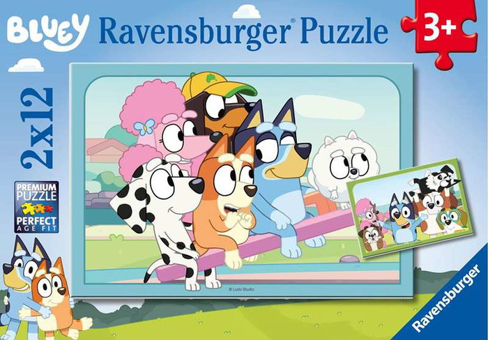 Ravensburger - Puzzle 2 en 1 Bluey - 2 Puzzles de 12 Pièces - À Partir de 36 Mois - Version Multilingue (Français, Anglais, Allemand, Espagnol, Italien, Néerlandais)