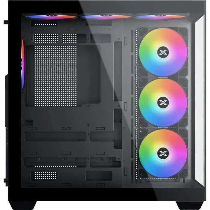 XIGMATEK Aqua V AIR - Boîtier PC ATX Cubique Panoramique en Verre Trempé Noir avec Ventilateurs ARGB, Ports USB 3.0 et Type-C