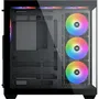 XIGMATEK Aqua V AIR - Boîtier PC ATX Cubique Panoramique en Verre Trempé Noir avec Ventilateurs ARGB, Ports USB 3.0 et Type-C