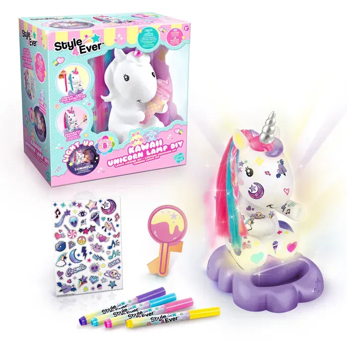 Canal Toys - Lampe Licorne à Décorer Cosmique Edition Collector - Veilleuse LED DIY avec Stickers et Accessoires